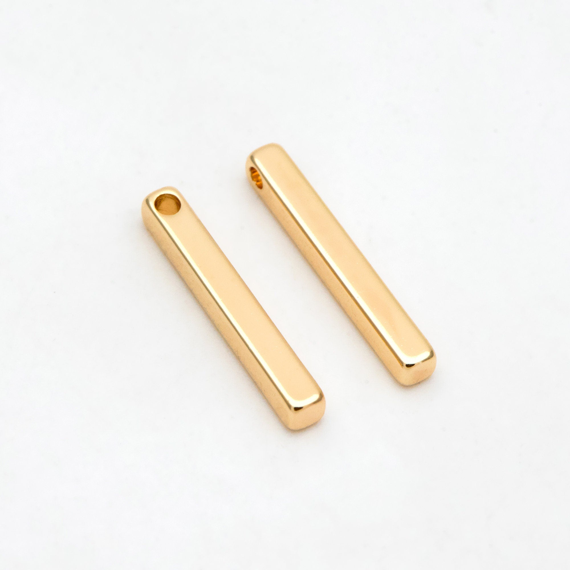 10pcs Gold plated Brass Stick Bar Beads Charms 15mm (GB-036)